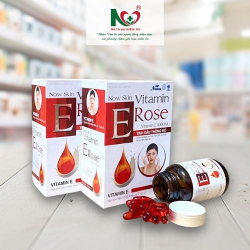 Picture of NOW SKIN VITAMIN E ROSE  - Hỗ trợ làm đẹp da giúp da sáng mịn trắng hồng tự nhiên giảm nám tàn nhang