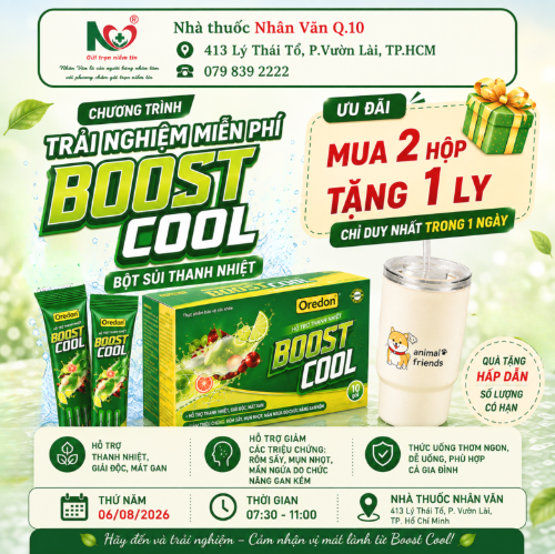 Picture for blog post TRẢI NGHIỆM MIỄN PHÍ BỘT SỦI THANH NHIỆT BOOST COOL – MUA 2 HỘP TẶNG 1 LY CHỈ DUY NHẤT NGÀY 06/08/2026 